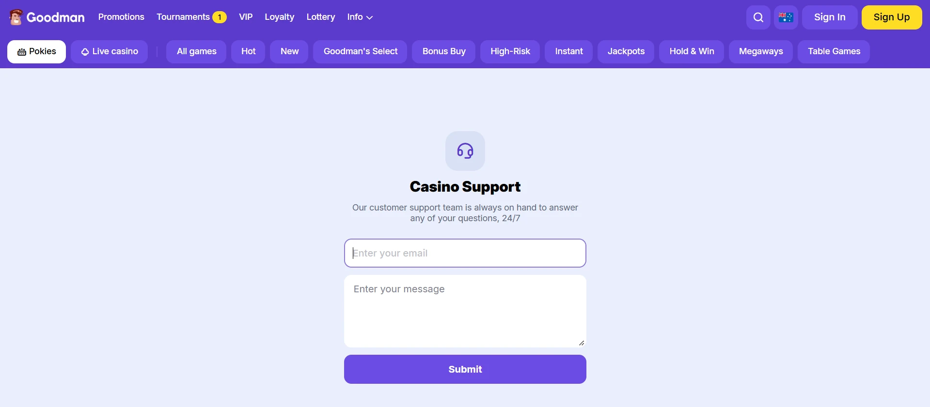 Goodman live chat window